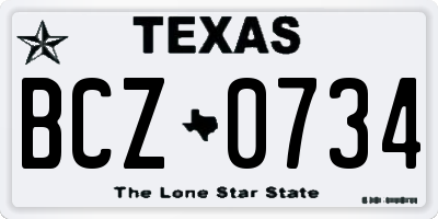 TX license plate BCZ0734