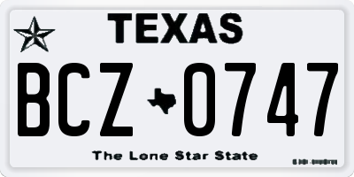 TX license plate BCZ0747