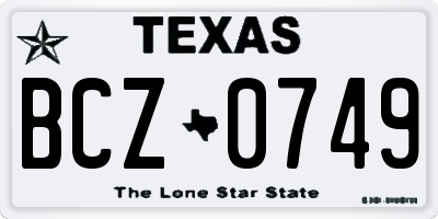 TX license plate BCZ0749