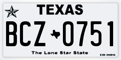 TX license plate BCZ0751