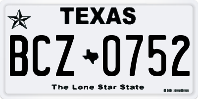 TX license plate BCZ0752
