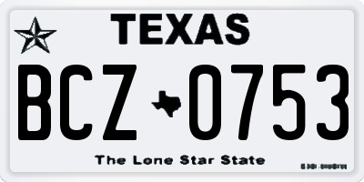 TX license plate BCZ0753