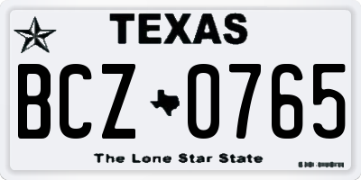 TX license plate BCZ0765