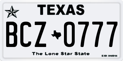 TX license plate BCZ0777