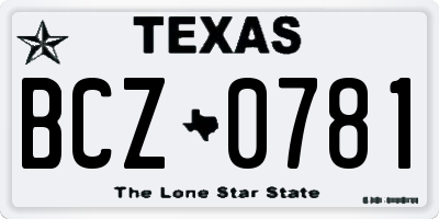 TX license plate BCZ0781