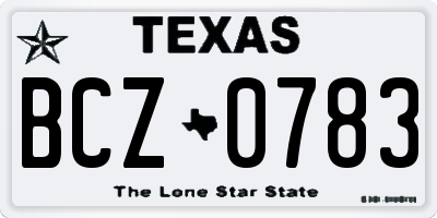 TX license plate BCZ0783