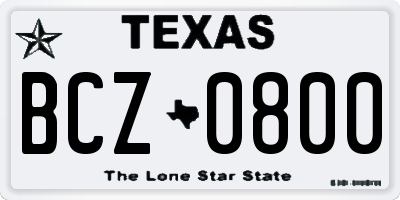 TX license plate BCZ0800