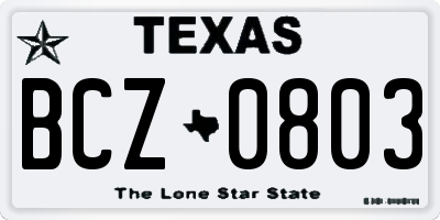 TX license plate BCZ0803