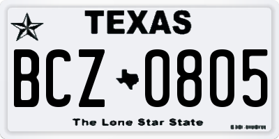 TX license plate BCZ0805