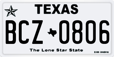 TX license plate BCZ0806
