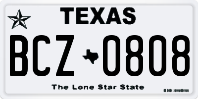 TX license plate BCZ0808