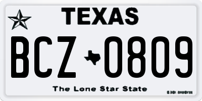 TX license plate BCZ0809