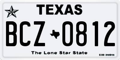 TX license plate BCZ0812