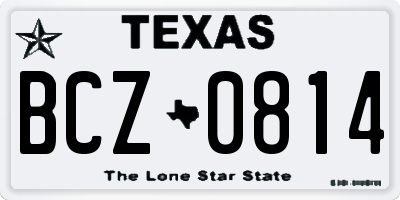 TX license plate BCZ0814
