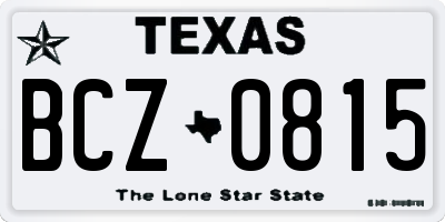 TX license plate BCZ0815