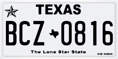 TX license plate BCZ0816