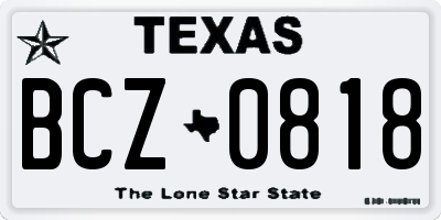 TX license plate BCZ0818