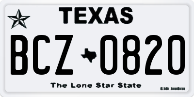 TX license plate BCZ0820