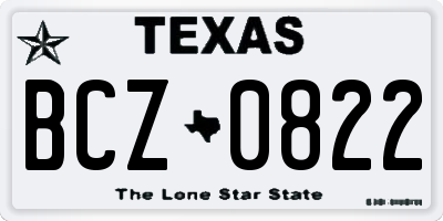 TX license plate BCZ0822