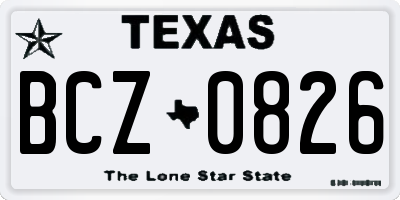 TX license plate BCZ0826