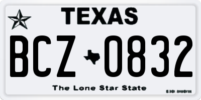 TX license plate BCZ0832