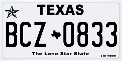 TX license plate BCZ0833