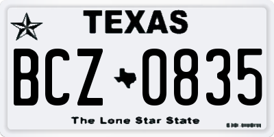 TX license plate BCZ0835