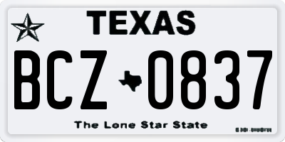 TX license plate BCZ0837