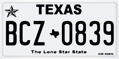TX license plate BCZ0839