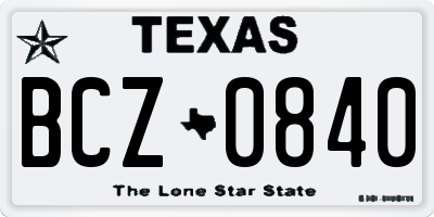 TX license plate BCZ0840