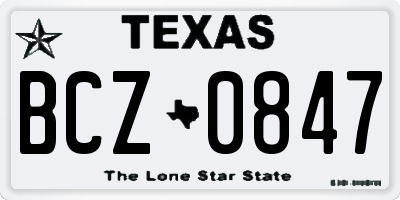 TX license plate BCZ0847