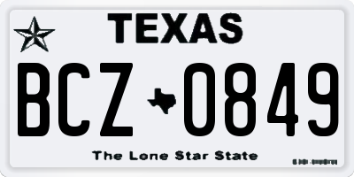 TX license plate BCZ0849