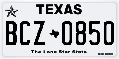 TX license plate BCZ0850