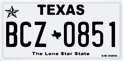 TX license plate BCZ0851
