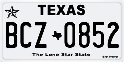 TX license plate BCZ0852
