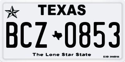 TX license plate BCZ0853
