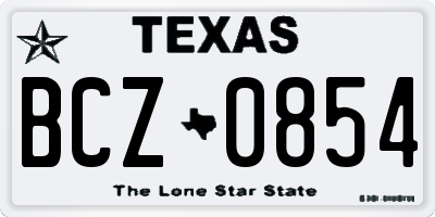 TX license plate BCZ0854