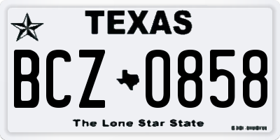 TX license plate BCZ0858