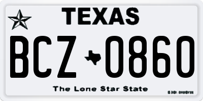 TX license plate BCZ0860