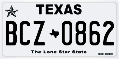 TX license plate BCZ0862