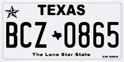 TX license plate BCZ0865