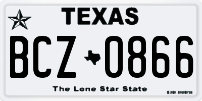 TX license plate BCZ0866