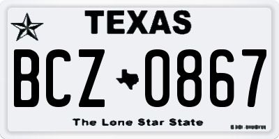 TX license plate BCZ0867