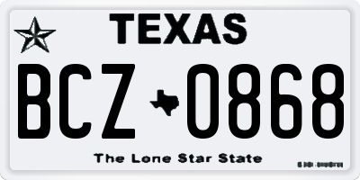 TX license plate BCZ0868