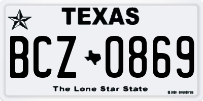 TX license plate BCZ0869