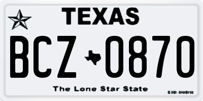 TX license plate BCZ0870