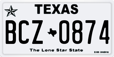 TX license plate BCZ0874
