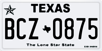 TX license plate BCZ0875