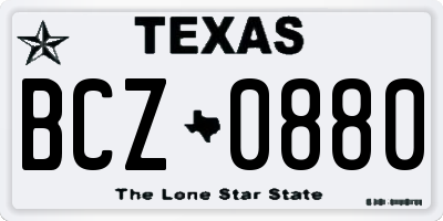 TX license plate BCZ0880