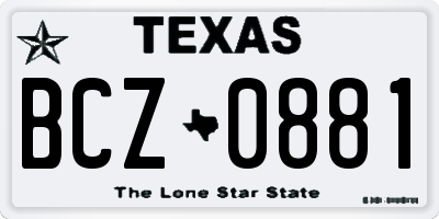 TX license plate BCZ0881